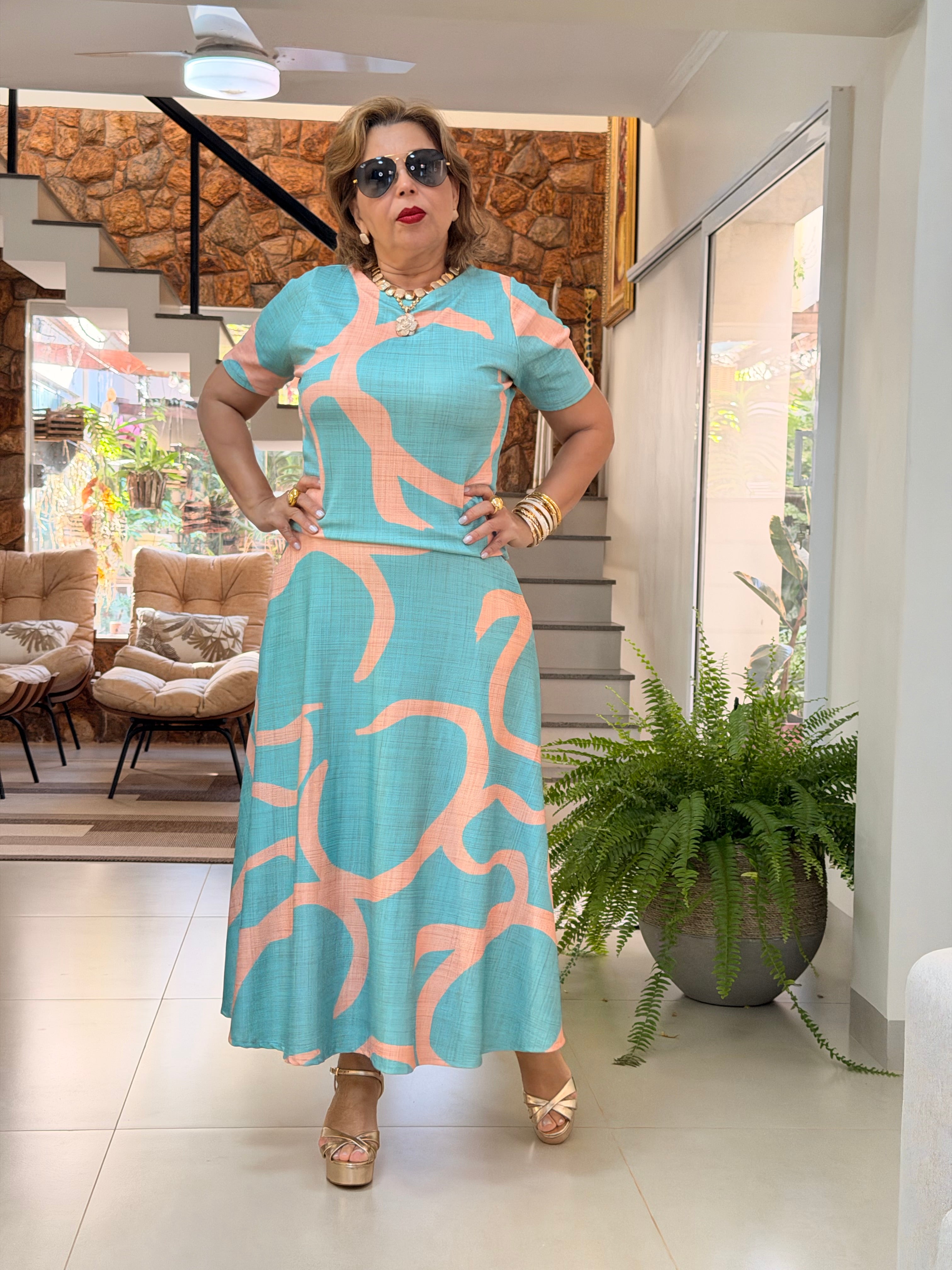 Conjunto Saia Crepe de malha