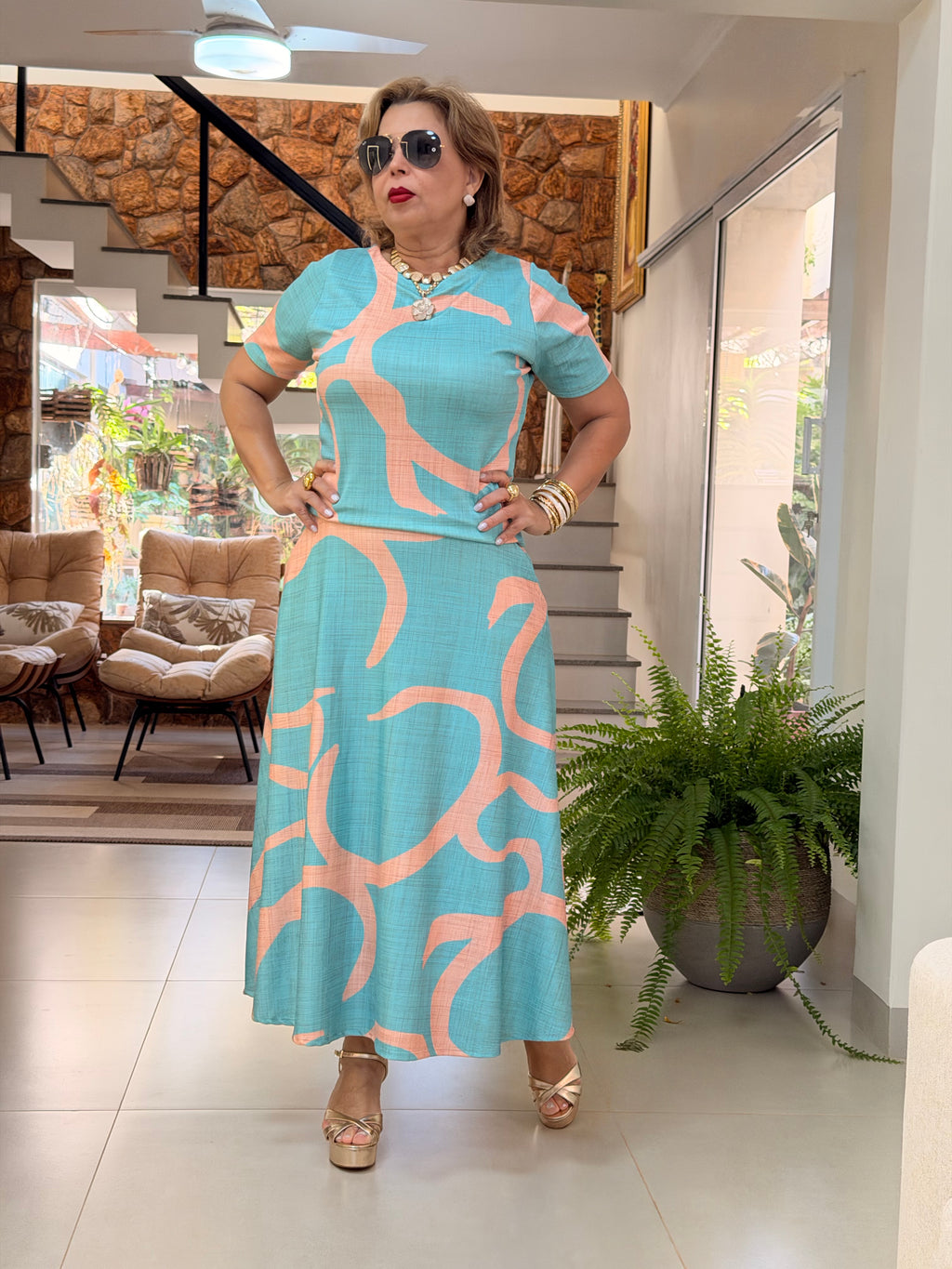 Conjunto Saia Crepe de malha