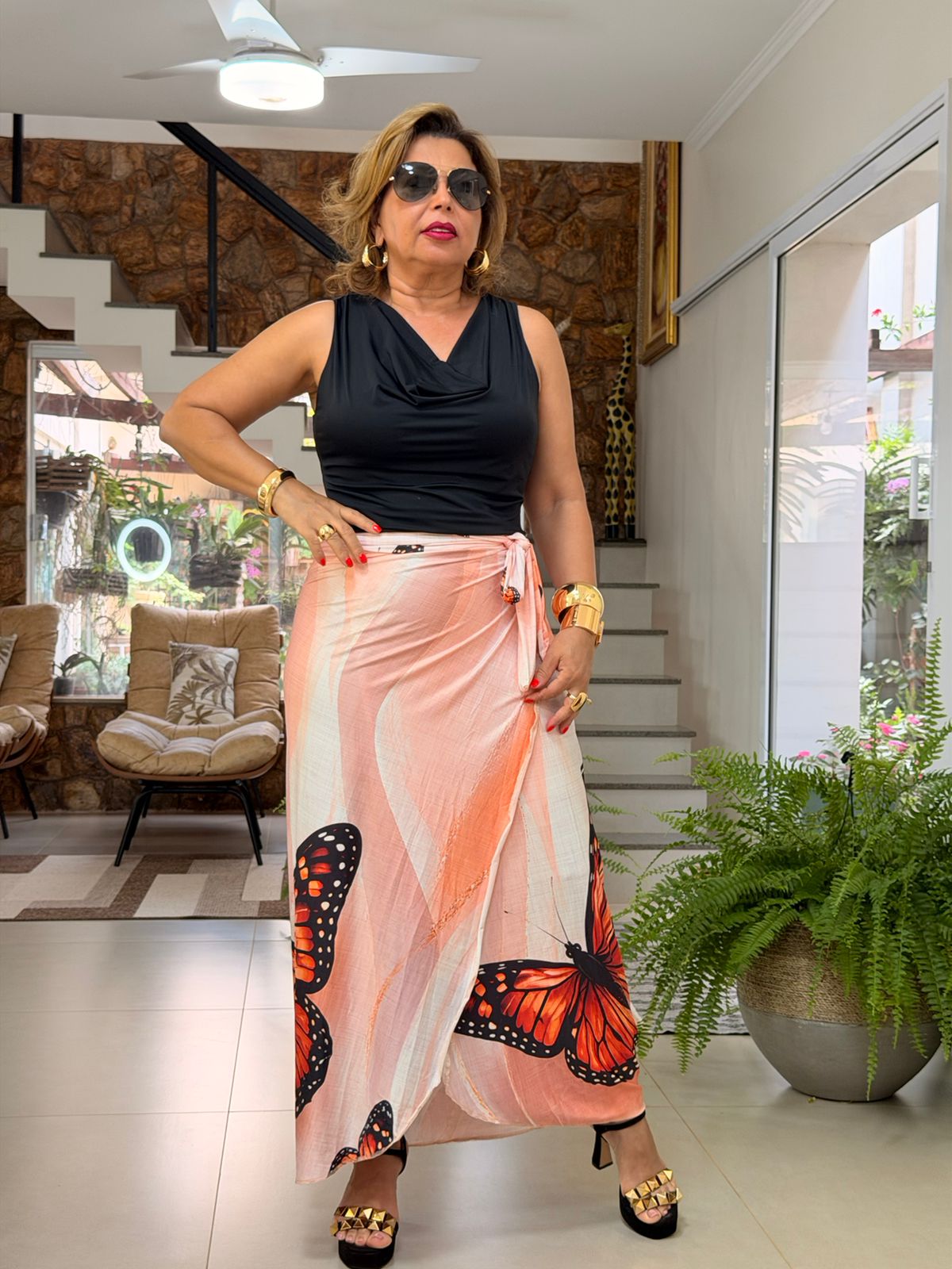 Saia estampada borboleta